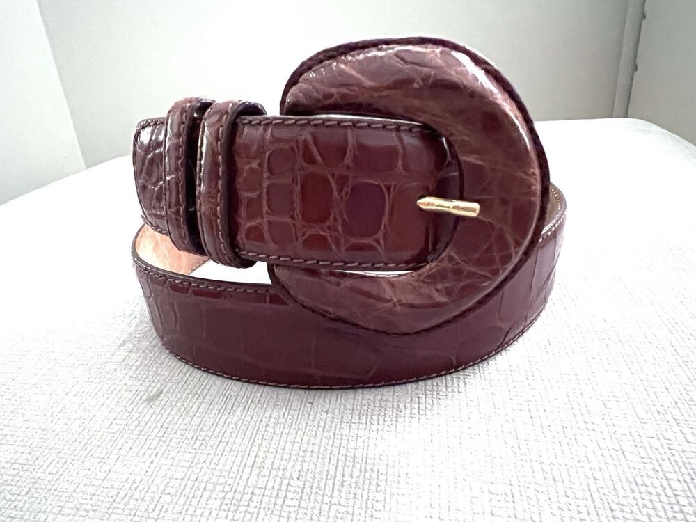 Takashimaya New York Belt Genuine American Alligator Waist Made In Italy luxury